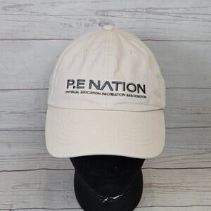 P.E Nation PE-AC02 Dad Hat Adjustable Cap Men's OSFA Beige Black Embroidered